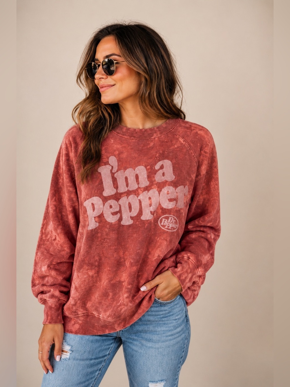 Tailgate Women's Dr. Pepper Graphic Fleece Sweatshirt size XS